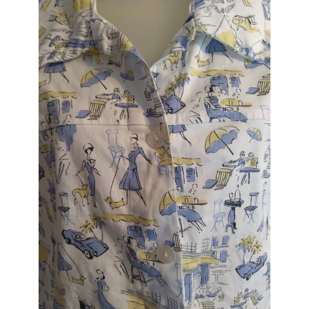 Carolina Colours Top White Blue Print City 18W Paris